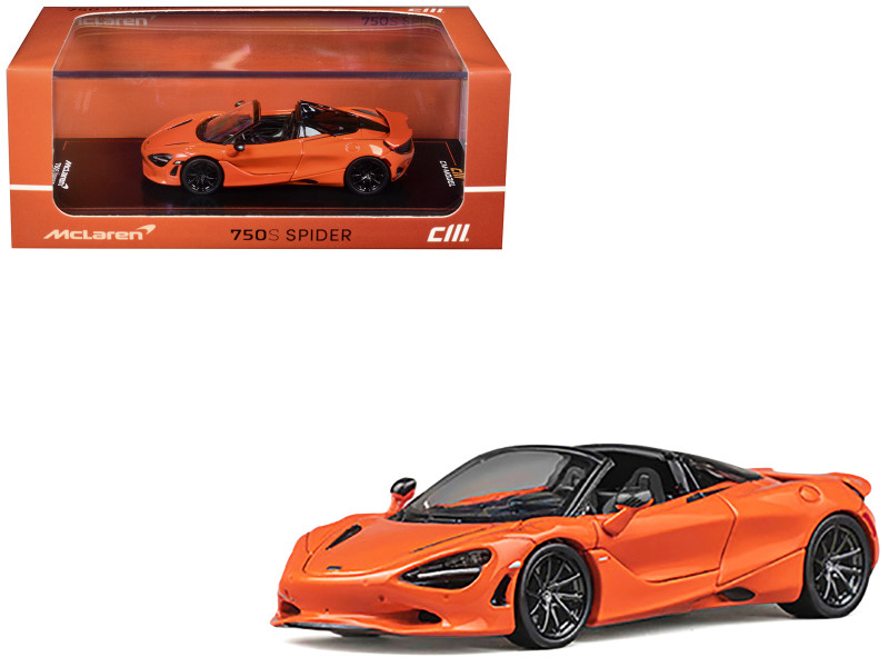 McLaren 750S Spider Orange with Black Accents 1/64 Diecast Model Car CM Models CM64-750S-01