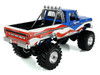 1979 Ford F-250 Monster Truck Bigfoot USA 250 Tribute Blue with USA Flag Graphics and Bob Chandler Standing Figure Kings of Crunch Series 1/18 Diecast Model Car Greenlight 13726