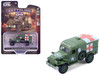 1944 Dodge WC-54 4X4 Ambulance U.S. Army - WWII Green with Graphics Battalion 64 Series 6 1/64 Diecast Model Car Greenlight 61060D