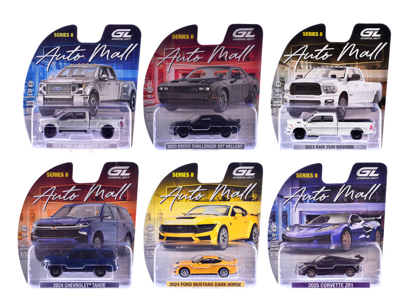 Auto Mall Series 8 Set of 6 pieces 1/64 Diecast Model Cars Greenlight 68080SET