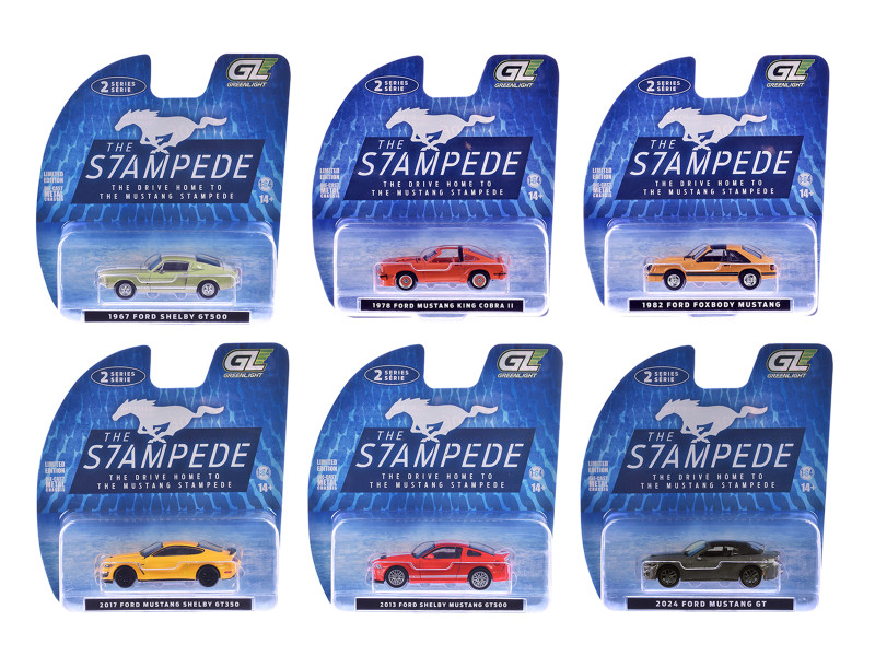 The Mustang Stampede Series 2 Set of 6 pieces 1/64 Diecast Model Cars Greenlight 125402SET