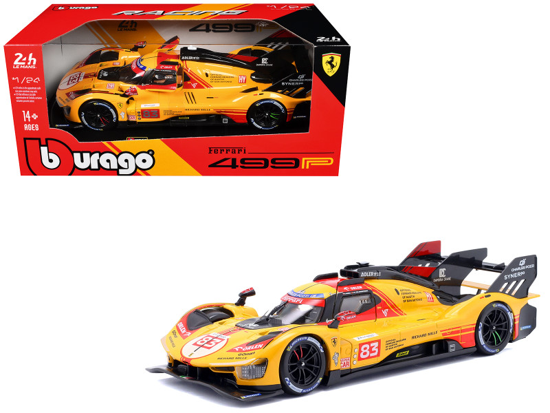 Ferrari 499P #83 Robert Kubica - Robert Shwartzman - Yifei Ye 24 Hours of Le Mans 2024 Racing Series 1/24 Diecast Model Car Bburago 26313