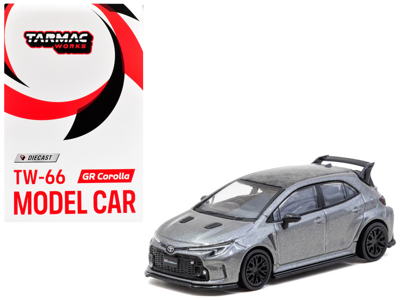 Toyota GR Corolla RHD Right Hand Drive Gray Metallic with Metal Oil Can Packaging Global64 Series 1/64 Diecast Model Car Tarmac Works T64G-066-GY
