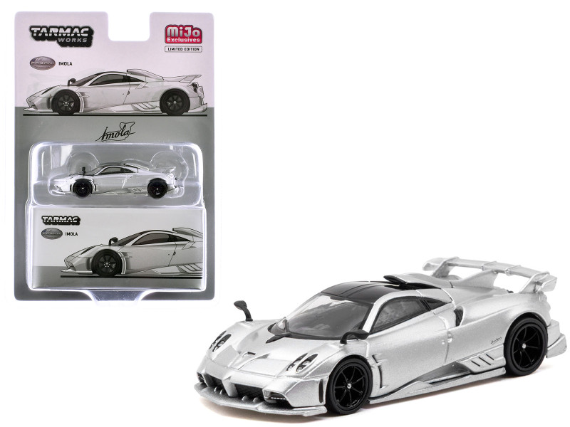Pagani Imola Matt Silver Metallic with Black Top Global64 Series 1/64 Diecast Model Car Tarmac Works T64G-TL046-SL