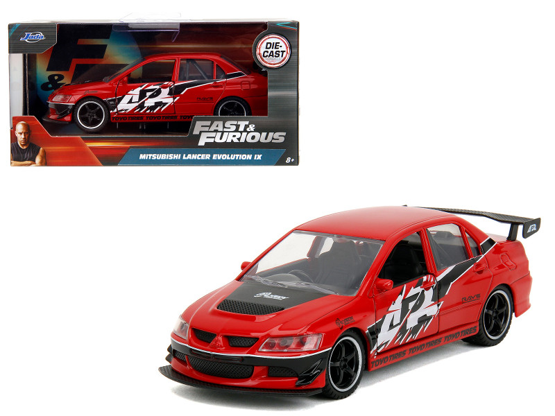 Mitsubishi Lancer Evolution IX Red with Graphics The Fast and the Furious: Tokyo Drift 2006 Movie Fast & Furious Series 1/32 Diecast Car Model Jada 34448