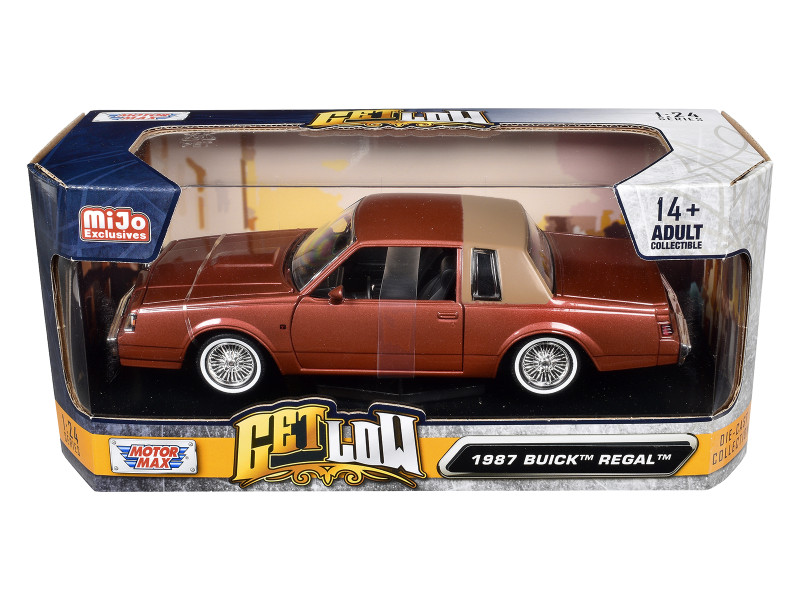 1987 Buick Regal Lowrider Brown Metallic with Tan Half Top Get Low Series 1/24 Diecast Model Car Motormax 79023MBR