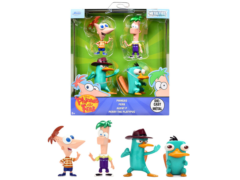 Set of 4 Diecast Figures Phineas and Ferb 2007-2015 TV Series Metalfigs Series Diecast Models Jada 37488