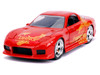 Honda S2000 Pink with Graphics and Mazda RX-7 Orange with Graphics Set of 2 pieces 25 Years of Fast & Furious Series 1/32 Diecast Model Cars Jada JA38363