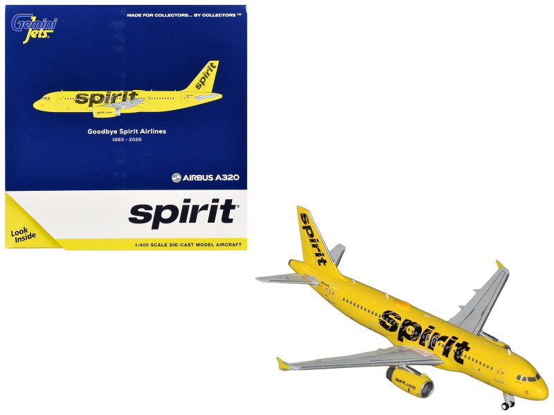 Airbus A320 Commercial Aircraft Spirit Airlines N604NK Yellow 1/400 Diecast Model Airplane GeminiJets GJNKS2442