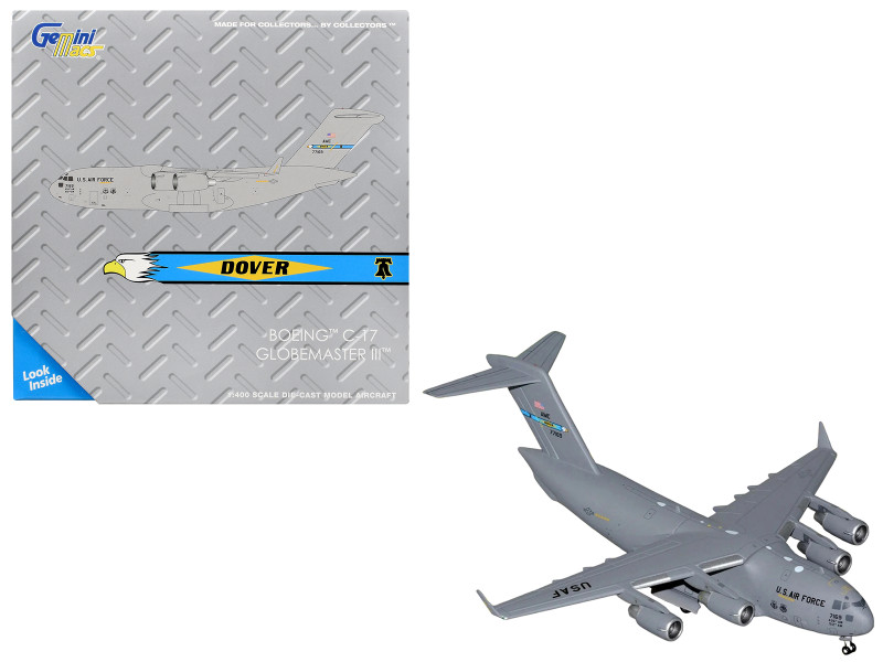 Boeing C-17 Globemaster III Transport Aircraft Dover AFB 77169 United States Air Force Gemini Macs Series 1/400 Diecast Model Airplane GeminiJets GMUSA164