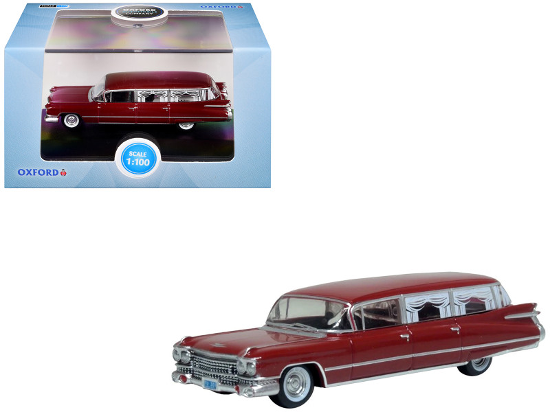 1959 Cadillac Miller-Meteor Futura Limousine Seminole Red 1/100 Scale Diecast Model Car Oxford Diecast 87CM59002