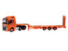 Volvo FH4 Truck RHD Right Hand Drive with Low Boy Trailer Crouch Recovery Orange with Graphics 1/148 (N) Scale Diecast Model Car Oxford Diecast NVOL4013