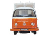 Volkswagen T2 Bay Window Bus Signal Orange with White Top and Surfboards on Roof Rack 1/148 (N) Scale Diecast Model Car Oxford Diecast NVW022