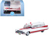 1959 Cadillac Miller Meteor Ambulance Red and White 1/100 Scale Diecast Model Car Oxford Diecast 87CM59001