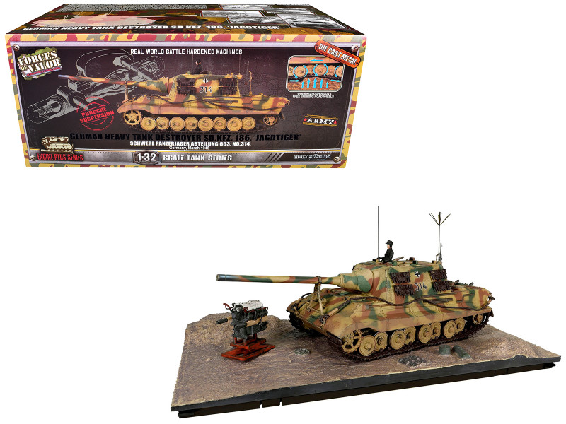 German Sd.Kfz.186 Panzerjager Tiger Ausf. B Tank JagdTiger Porsche suspension 3.Kompanie / schwere Panzerjager Abteilung 653 No.314 1945 German Army Armored Fighting Vehicle Series 1/32 Diecast Model Forces of Valor FOV-801065A