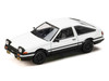 Toyota Sprinter Trueno AE86 RHD Right Hand Drive White with Black Stripes Takumi Fujiwara VS Takeshi Nakazato - Initial D 1995-2013 Manga with Collectible Cards Diorama Set Series 1/64 Diecast Model Car Hobby Japan HJDMD001C