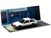 Toyota Sprinter Trueno AE86 RHD Right Hand Drive White with Black Stripes Takumi Fujiwara VS Takeshi Nakazato - Initial D 1995-2013 Manga with Collectible Cards Diorama Set Series 1/64 Diecast Model Car Hobby Japan HJDMD001C
