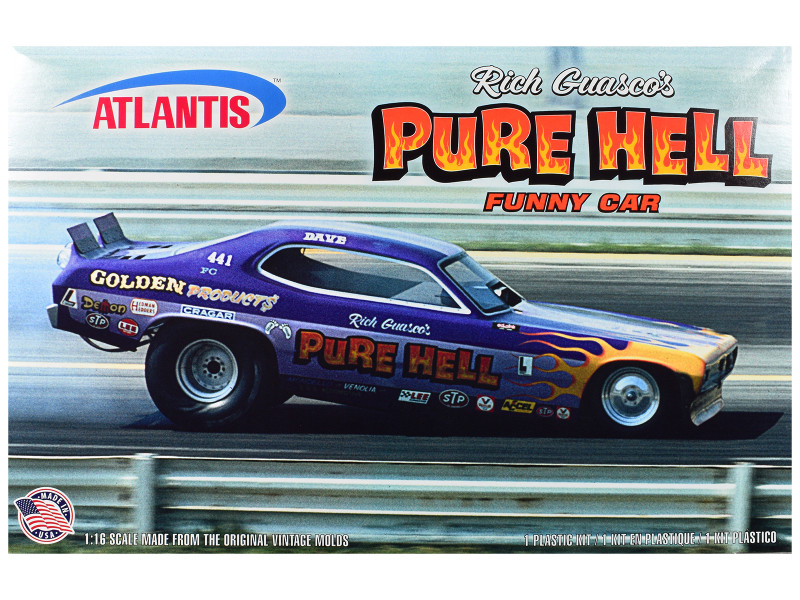 Skill 3 Model Kit Rich Guasco's Pure Hell Funny Car 1/16 Scale Model Atlantis ALM-1495