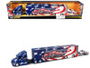 Mack Anthem Enclosed Car Transporter USA 250 Years Blue with Star Graphics and 1993 Chevrolet 454 SS Pickup Truck White Metallic with Graphics Custom Haulers Series 1/64 Diecast Model Maisto 12420-MJS04