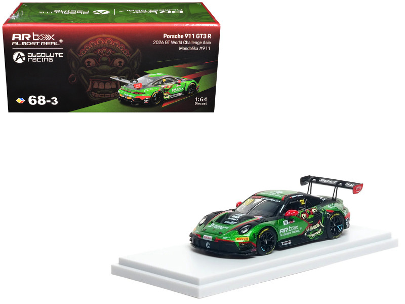 Porsche 911 GT3 R 992 #911 Alessandro Ghiretti - Huang Ruohan Absolute Racing GT World Challenge Asia - Mandalika 2026 1/64 Diecast Model Car Almost Real AR640006021