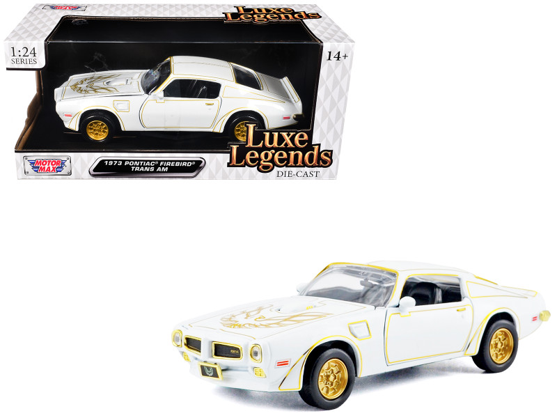 1973 Pontiac Firebird Trans Am White Metallic with Gold Accents Luxe Legends Series 1/24 Diecast Model Car Motormax 79225W
