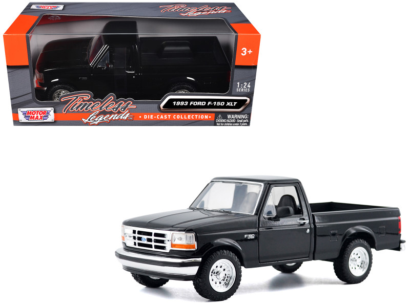 1993 Ford F-150 XLT Pickup Truck Black Timeless Legends Series 1/24 Diecast Model Car Motormax 79397BK