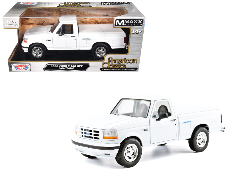 1993 Ford F-150 SVT Lightning Pickup Truck White Maxx Design Series 1/24 Diecast Model Car Motormax 79398W