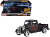 1937 Ford Pickup Truck Matt Black with Red Flame Graphics Kult Klassics Series 1/24 Diecast Model Car Motormax 79884