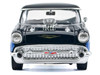 1957 Chevrolet Bel Air Black with Blue Flame Graphics Kult Klassics Series 1/24 Diecast Model Car Motormax 79886