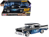 1957 Chevrolet Bel Air Black with Blue Flame Graphics Kult Klassics Series 1/24 Diecast Model Car Motormax 79886