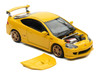 Honda Integra Type R DC5 MUGEN RHD Right Hand Drive Phoenix Yellow 1/64 Diecast Model Car MotorHelix M65810