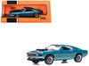 1969 Ford Mustang Mach 1 Blue Metallic with Matt Black Hood and Yellow Stripes 1/43 Diecast Model Car IXO Models CLC623N22