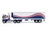 1976 Ford CL 9000 Truck with Refrigerated Trailer Blue and White with Stripes 1/64 Diecast Model Car IXO Models U64TRTR001S