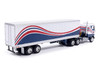 1976 Ford CL 9000 Truck with Refrigerated Trailer Blue and White with Stripes 1/64 Diecast Model Car IXO Models U64TRTR001S