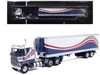 1976 Ford CL 9000 Truck with Refrigerated Trailer Blue and White with Stripes 1/64 Diecast Model Car IXO Models U64TRTR001S