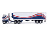 1976 Ford CL 9000 Truck with Refrigerated Trailer Blue and White with Stripes 1/64 Diecast Model Car IXO Models U64TRTR001S