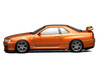 Nissan Skyline GT-R R34 V-Spec II RHD Right Hand Drive Orange Metallic Senior 64 Series 1/64 Diecast Model Car MotorHelix M63471