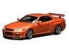 Nissan Skyline GT-R R34 V-Spec II RHD Right Hand Drive Orange Metallic Senior 64 Series 1/64 Diecast Model Car MotorHelix M63471