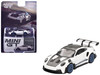 Porsche 911 (992) GT3 RS Weissach Package White with Carbon Top and Hood and Indigo Blue Wheels Limited Edition 1/64 Diecast Model Car Mini GT MGT00853