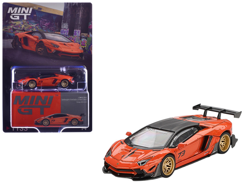 Lamborghini Aventador LB-Works Orange with Matt Black Top Malaysia Diecast Expo MDX 2025 Limited Edition 1/64 Diecast Model Car Mini GT MGT01133
