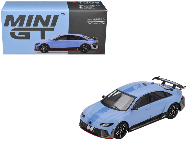 Hyundai RN22e (VP1) Light Blue with Blue Stripe Limited Edition 1/64 Diecast Model Car Mini GT MGT01208