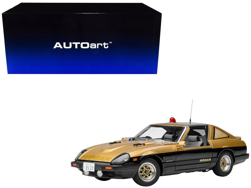 Nissan Fairlady Z S130 RHD Right Hand Drive Super Z Gold Metallic and Black Seibu Keisatsu 1979-1984 TV Series 1/18 Model Car Autoart 77476
