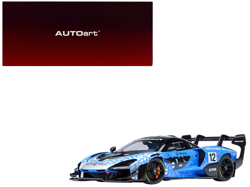 McLaren Senna GTR #12 Presentation Car Blue with Black Top and Graphics 1/18 Model Car by Autoart 81955