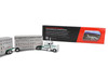 Peterbilt 389 with 36" Flat Top Sleeper and 28' Wilson Silverstar Double Livestock Trailers White with Green Stripes 1/64 Diecast Model First Gear 60-2433