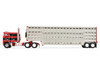 Kenworth K100 COE Flat Top and 45' Wilson Vintage Livestock Trailer Koppes Truck Line Red with Black Stripes 1/64 Diecast Model First Gear 69-2432