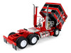 Kenworth K100 COE Flat Top and 45' Wilson Vintage Livestock Trailer Koppes Truck Line Red with Black Stripes 1/64 Diecast Model First Gear 69-2432