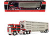 Kenworth K100 COE Flat Top and 45' Wilson Vintage Livestock Trailer Koppes Truck Line Red with Black Stripes 1/64 Diecast Model First Gear 69-2432