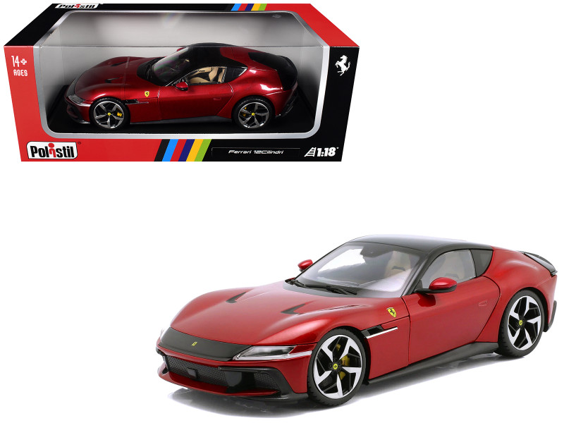 2024 Ferrari 12Cilindri Red Metallic with Black Top 1/18 Diecast Model Car Polistil 18FE02011-WB