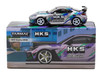 Toyota GR86 RHD Right Hand Drive HKS Gray Metallic with Graphics and Metal Oil Can Packaging Global64 Series 1/64 Diecast Model Car Tarmac Works T64G-038-GY