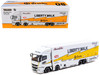 Mitsubishi Fuso Super Great Truck RHD Right Hand Drive with Transporter Liberty Walk White with Yellow Graphics Truck64 Series 1/64 Diecast Model Car Tarmac Works T64T-TL001-LBY